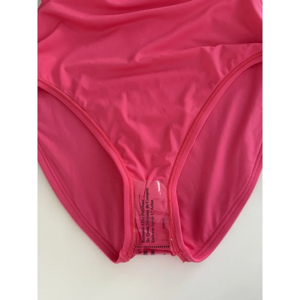 Trina Turk Wrap One Piece Swimsuit Coral Ring Accent Cross Back Size 6 NWT $178 - Picture 8 of 10